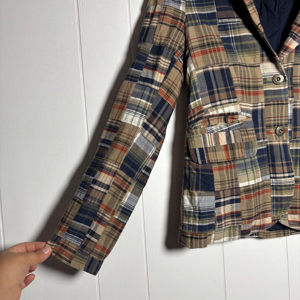 Brooks Brothers Patchwork Plaid Blazer Madras Preppy Jacket Size 0 Academia XS - Picture 3 of 14